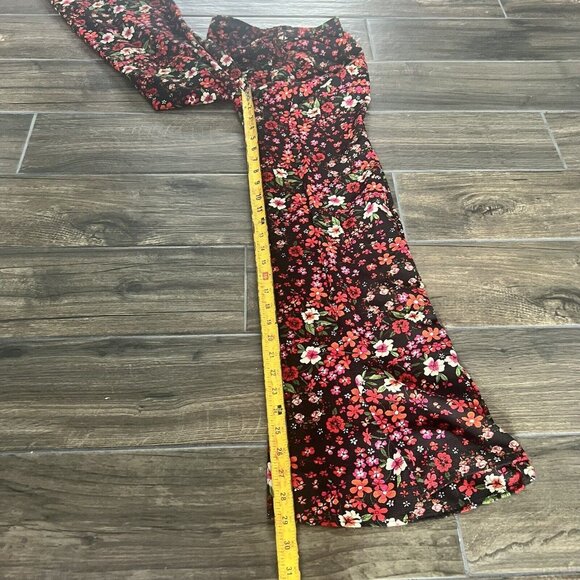 Acaci Pants Black Pink Floral Size Small Bow - Picture 3 of 6